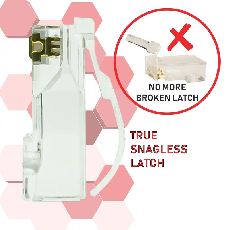 LINKUP Cat6 RJ45 Pass Through Connectors | Self-Protective Curved Unbendable Latch - No Boot Required | Durable, Space-Saving Ethernet Ends for Solid & Stranded Cable | Performance RJ45 Termination - Image 2